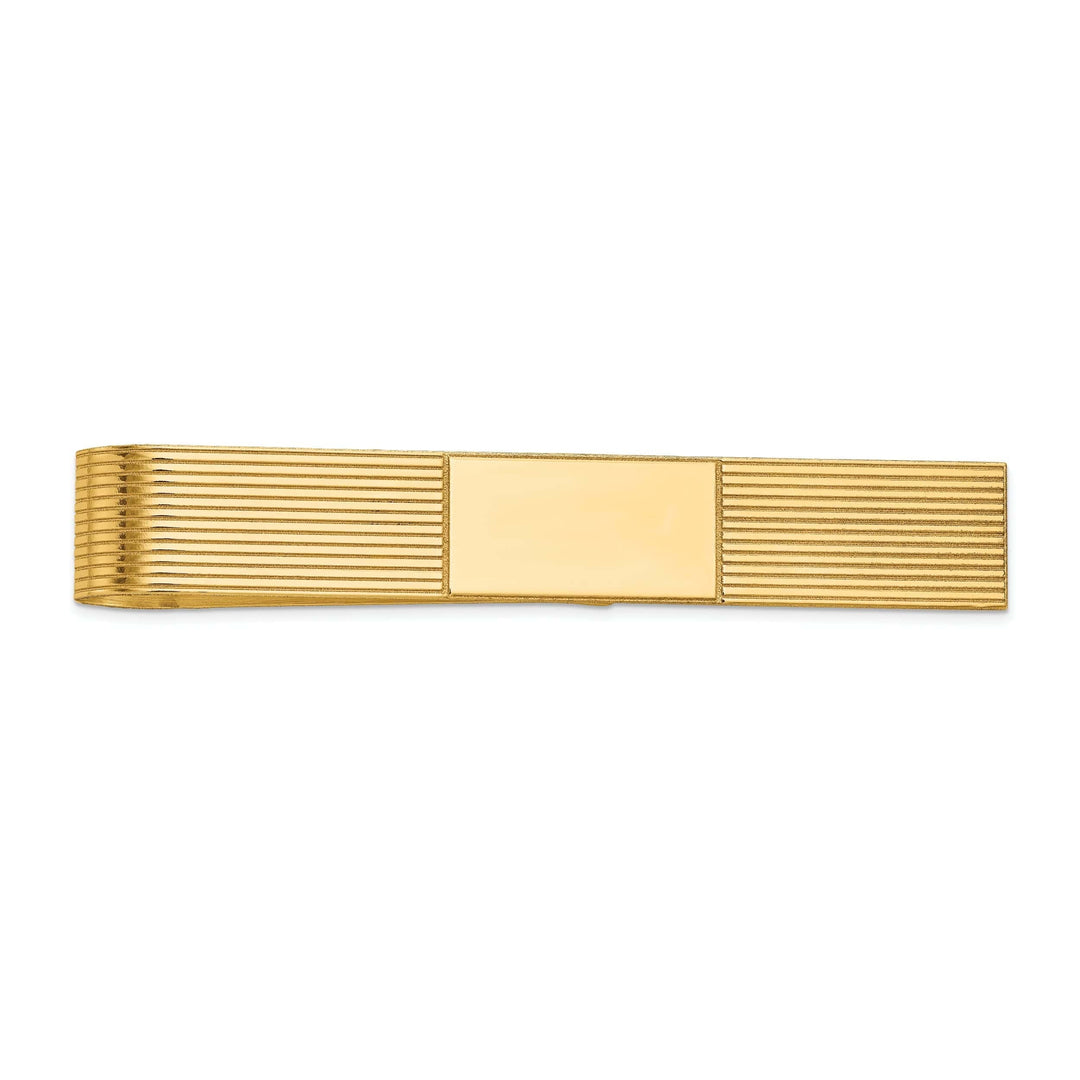 Lovely Rita's Tie Bar 14k Yellow Gold Solid with Line Design Tie Bar
