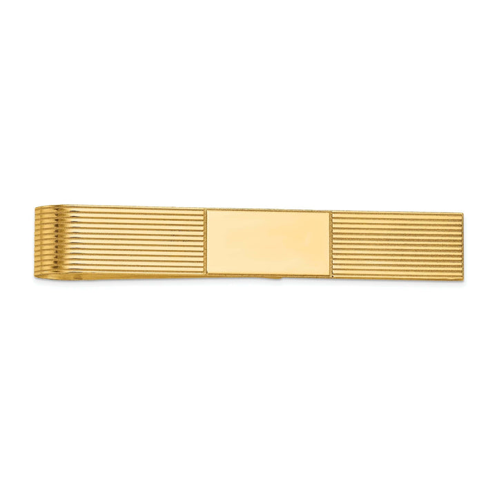 Lovely Rita's Tie Bar 14k Yellow Gold Solid with Line Design Tie Bar