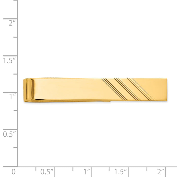 Lovely Rita's Tie Bar 14k Yellow Gold Solid with Line Design Tie Bar