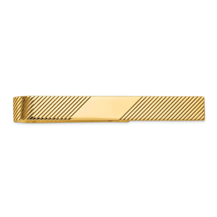 Lovely Rita's Tie Bar 14k Yellow Gold Solid with Line Design Tie Bar