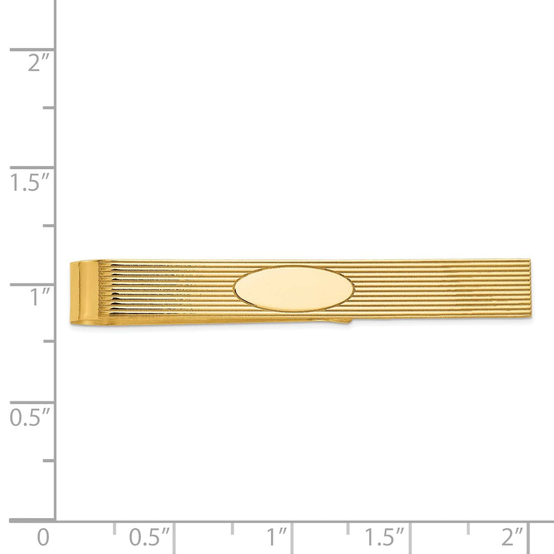 Lovely Rita's Tie Bar 14k Yellow Gold Solid with Line Design Tie Bar