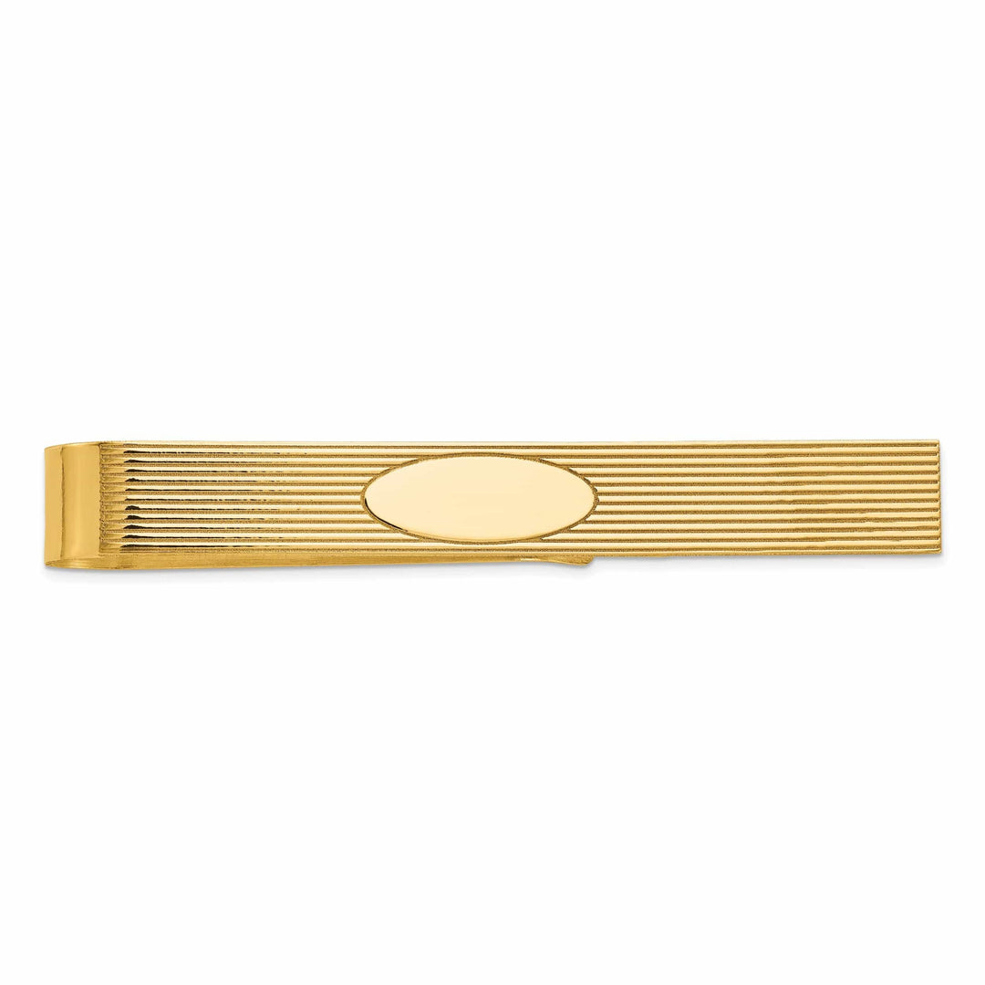 Lovely Rita's Tie Bar 14k Yellow Gold Solid with Line Design Tie Bar