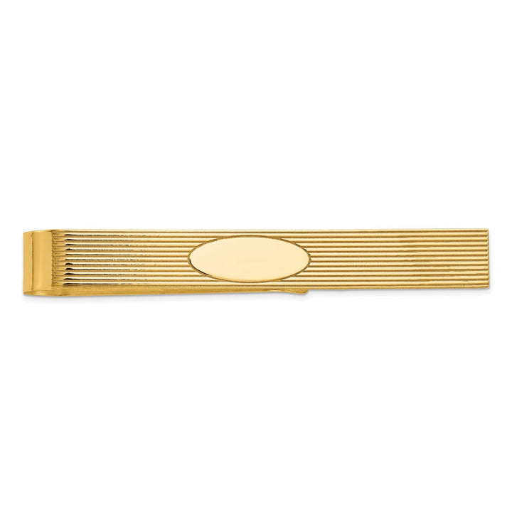 Lovely Rita's Tie Bar 14k Yellow Gold Solid with Line Design Tie Bar