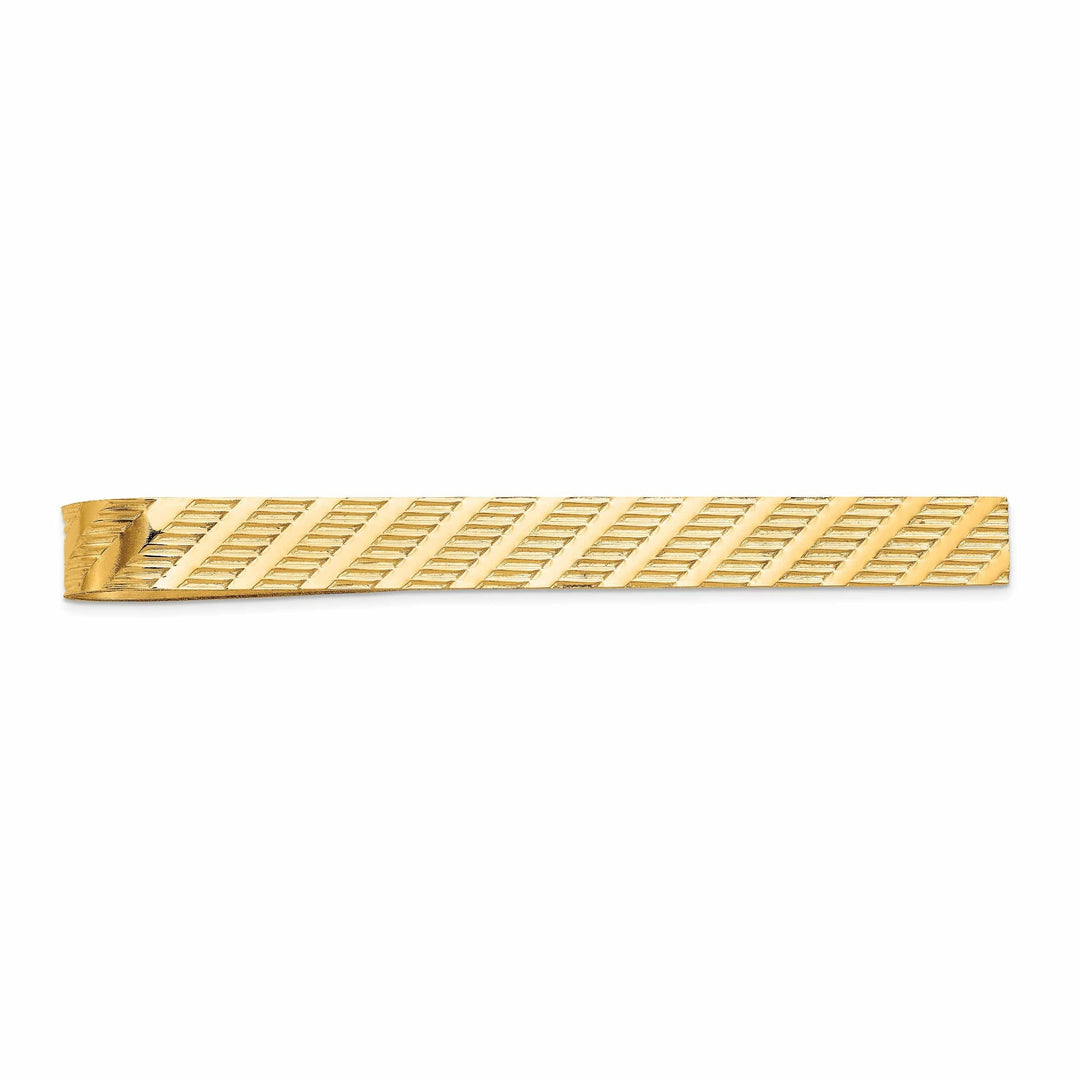Lovely Rita's Tie Bar 14k Yellow Gold Solid with Line Design Tie Bar