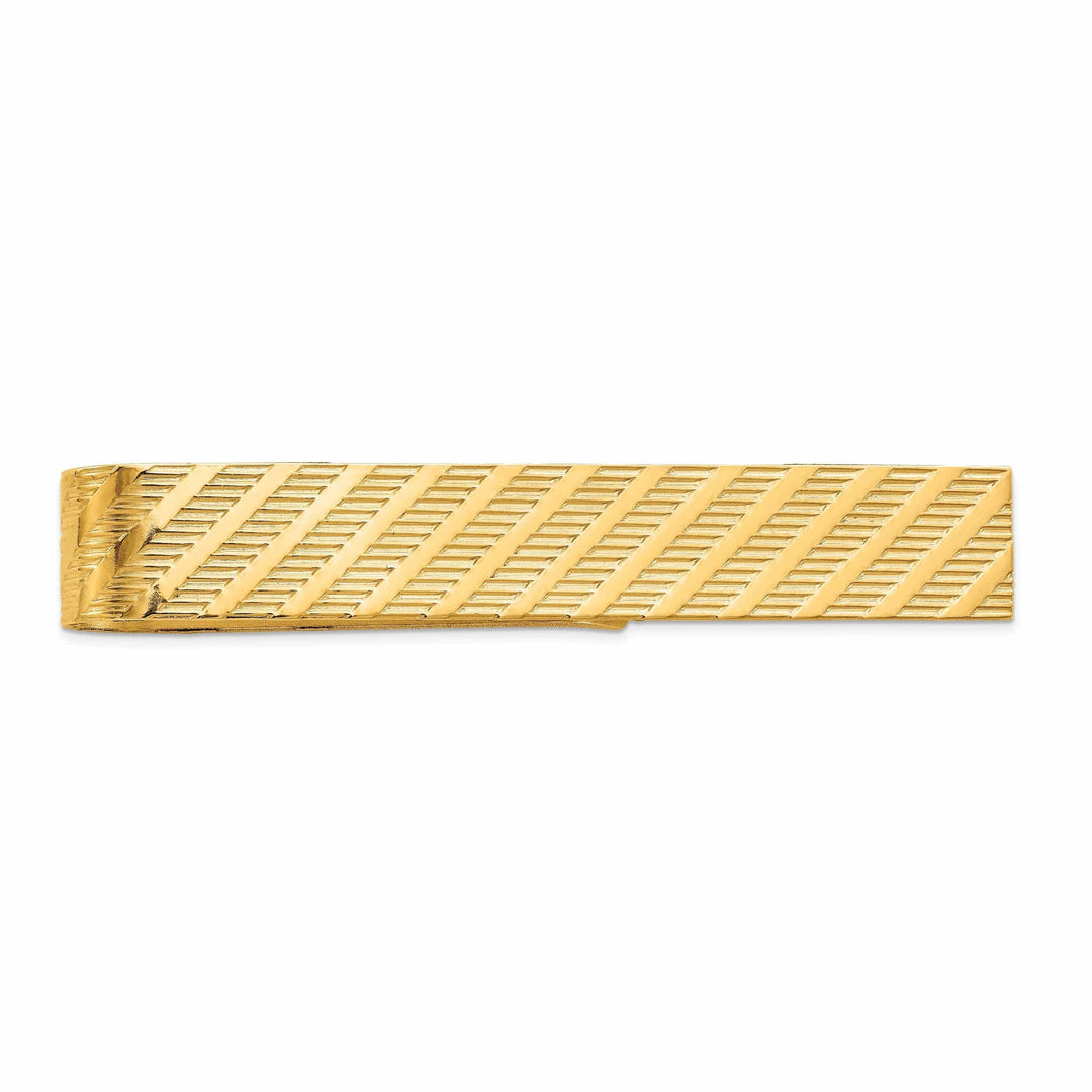 Lovely Rita's Tie Bar 14k Yellow Gold Solid with Line Design Tie Bar