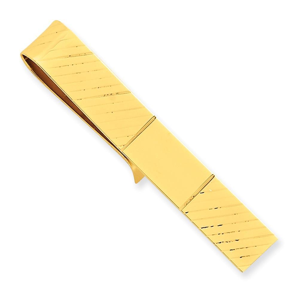 Lovely Rita's Tie Bar Contemporary Style Engraving - $20 14k Yellow Gold Solid with Line Design Tie Bar