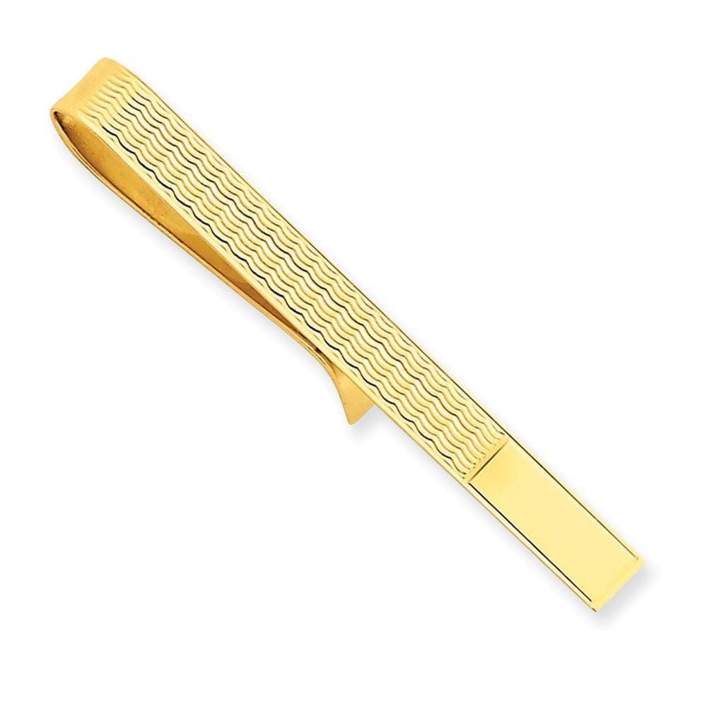 Lovely Rita's Tie Bar Contemporary Style Engraving - $20 14k Yellow Gold Solid with Line Design Tie Bar