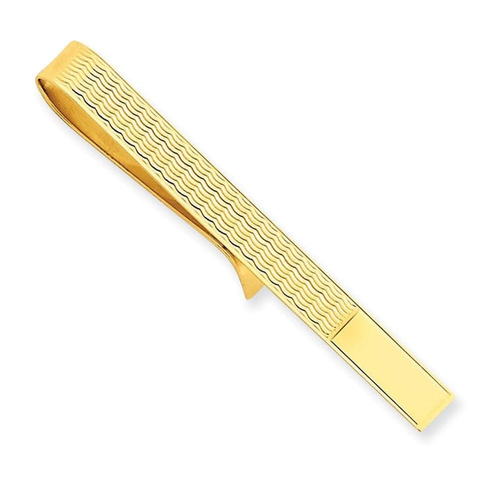 Lovely Rita's Tie Bar Contemporary Style Engraving - $20 14k Yellow Gold Solid with Line Design Tie Bar