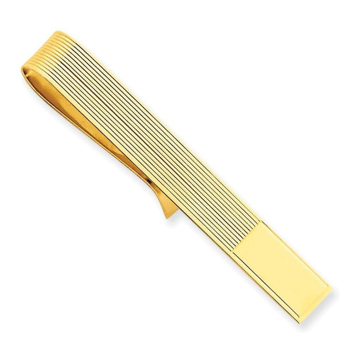 Lovely Rita's Tie Bar Contemporary Style Engraving - $20 14k Yellow Gold Solid with Line Design Tie Bar