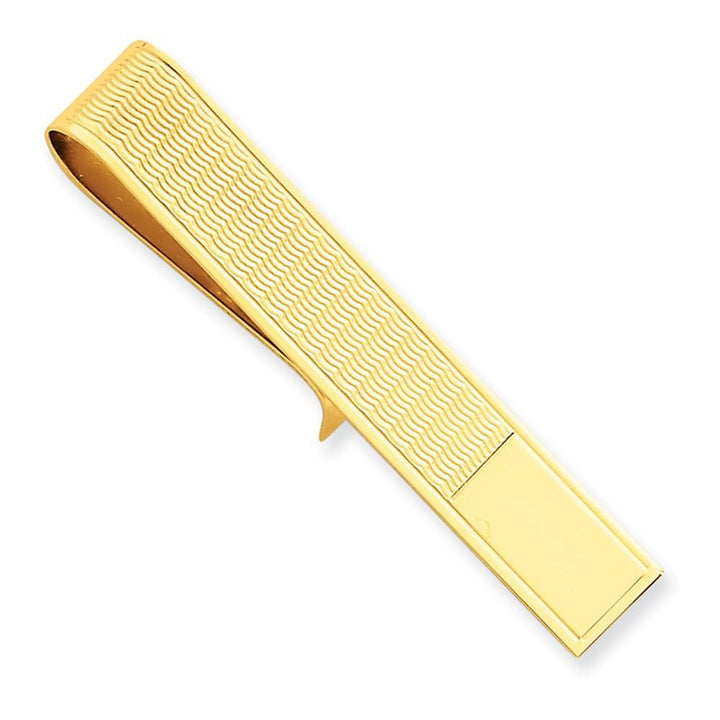 Lovely Rita's Tie Bar Contemporary Style Engraving - $20 14k Yellow Gold Solid with Line Design Tie Bar