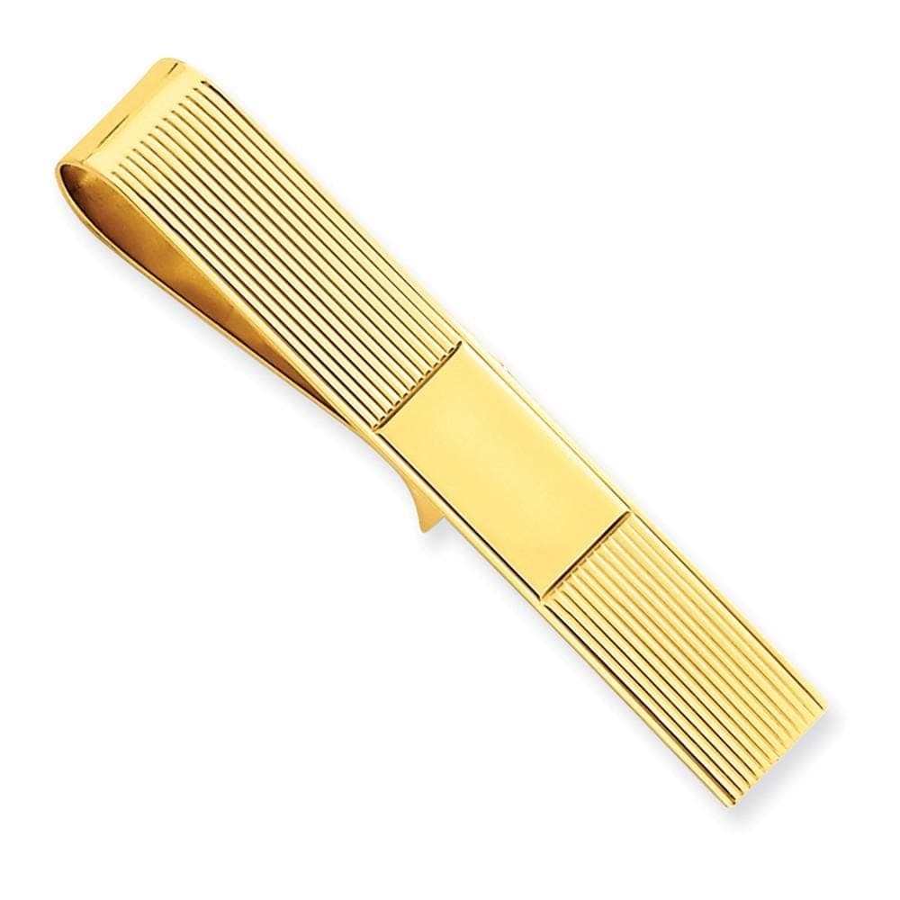 Lovely Rita's Tie Bar Contemporary Style Engraving - $20 14k Yellow Gold Solid with Line Design Tie Bar