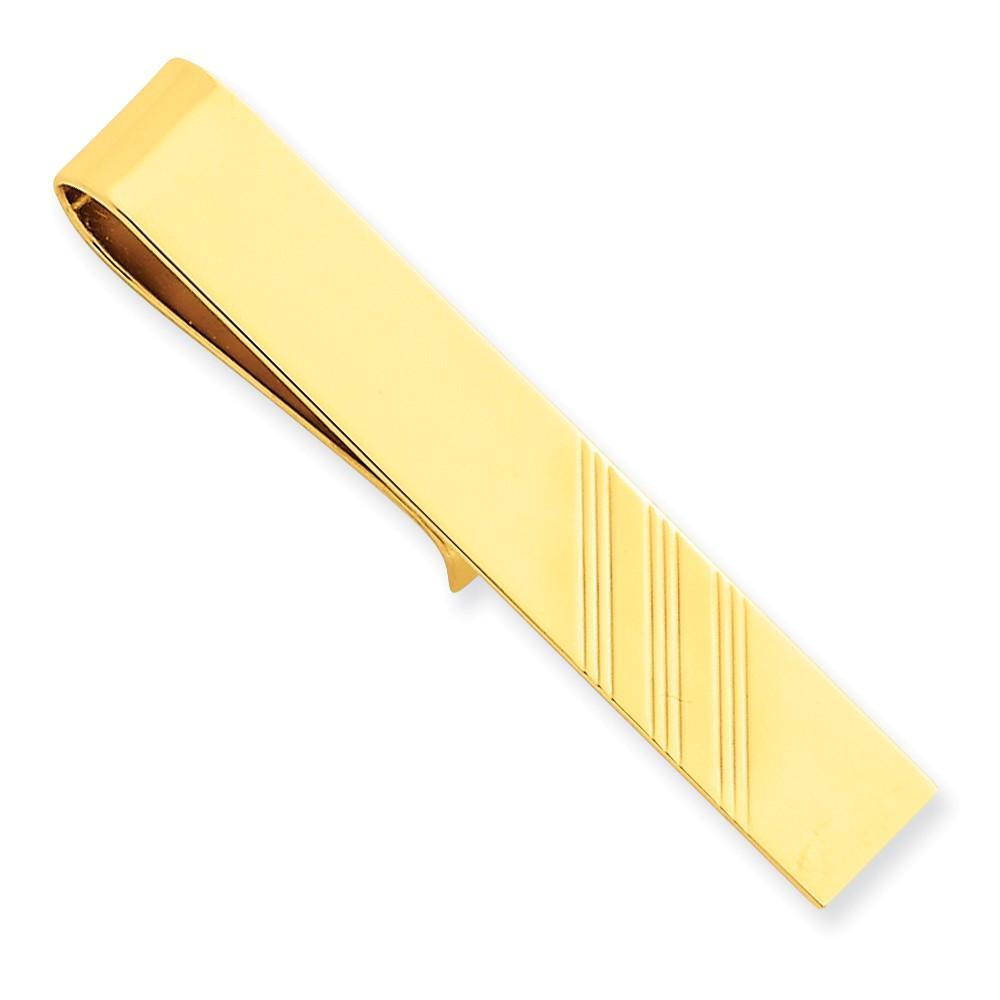 Lovely Rita's Tie Bar Contemporary Style Engraving - $20 14k Yellow Gold Solid with Line Design Tie Bar