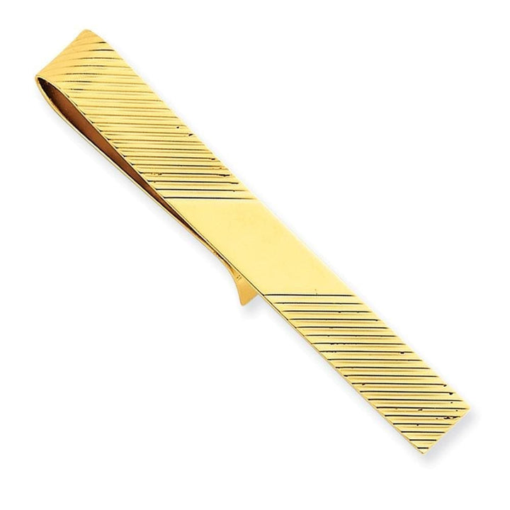 Lovely Rita's Tie Bar Contemporary Style Engraving - $20 14k Yellow Gold Solid with Line Design Tie Bar