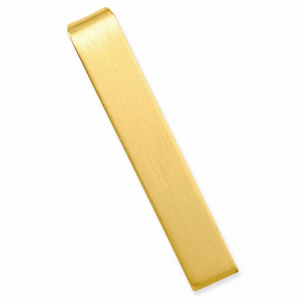 Jere Collection Tie Bar No Engraving Yellow Gold Plated Satin Finish Tie Bar