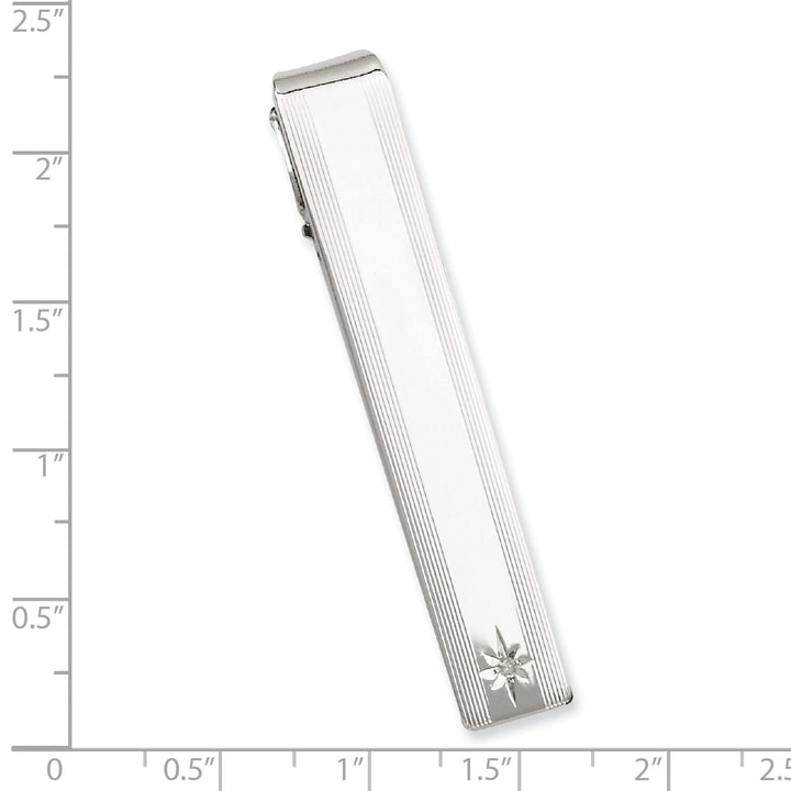 Jere Collection Tie Bar White Rhodium Gold Plated Diamond Tie Bar