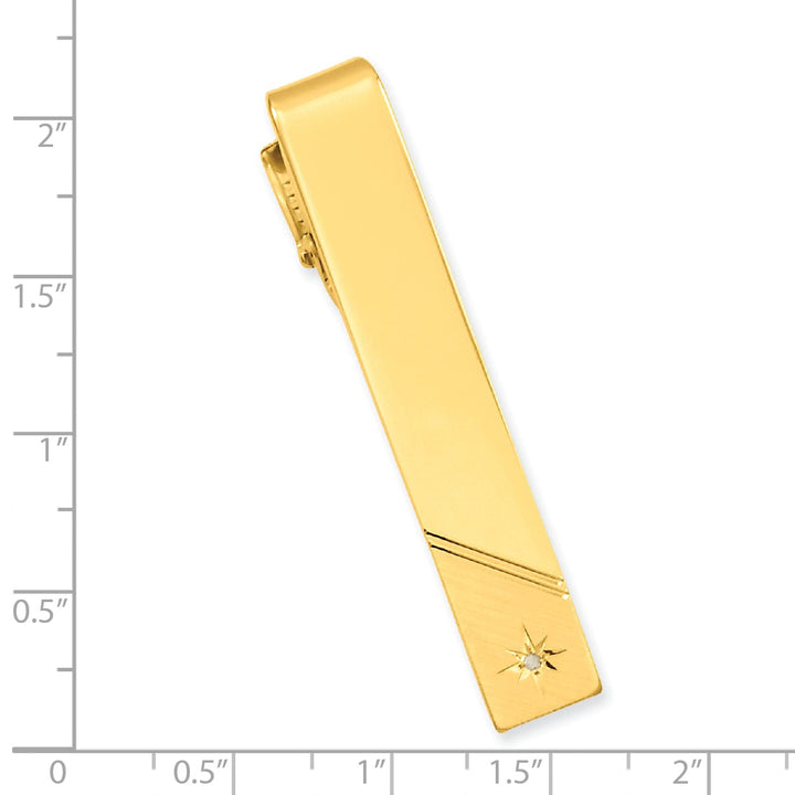 Jere Collection Tie Bar Yellow Gold Plated Diamond Polished Florentined Tie Bar