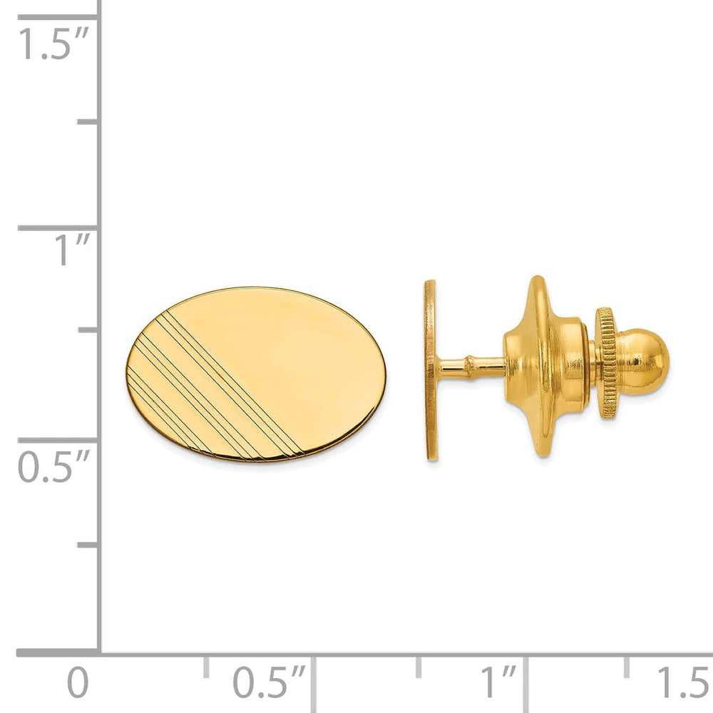 Lovely Rita's Tie Tac 14k Yellow Gold Solid Oval Design Tie Tac.