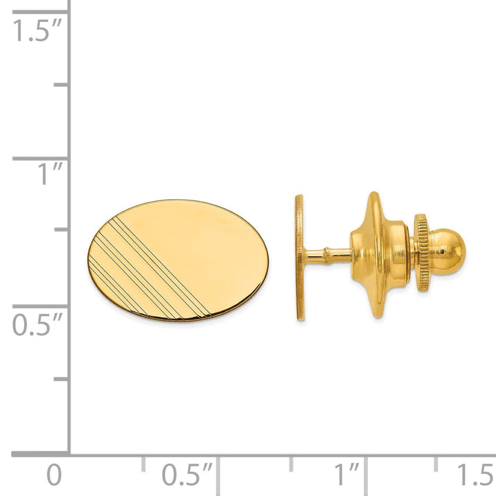 Lovely Rita's Tie Tac 14k Yellow Gold Solid Oval Design Tie Tac.