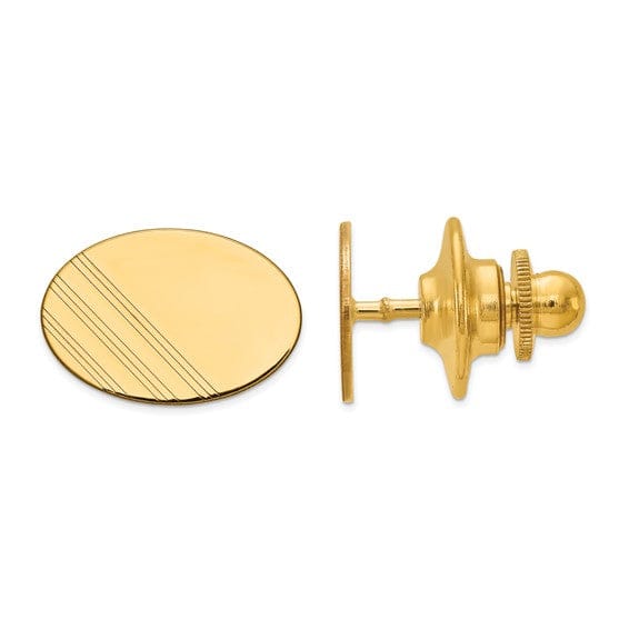 Lovely Rita's Tie Tac 14k Yellow Gold Solid Oval Design Tie Tac.