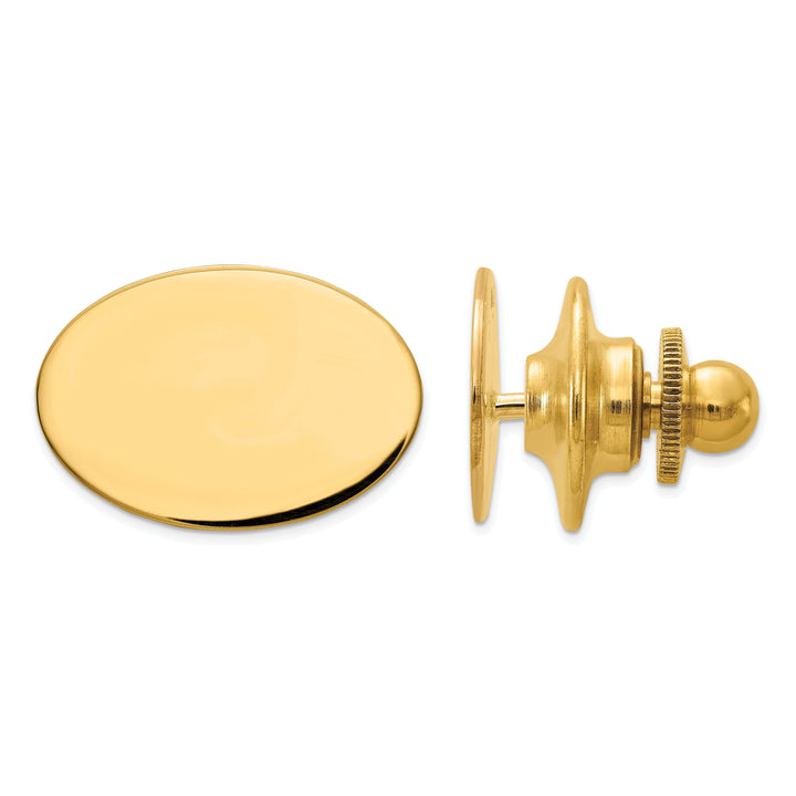 Lovely Rita's Tie Tac 14k Yellow Gold Solid Oval Design Tie Tac