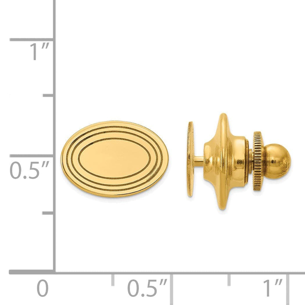 Lovely Rita's Tie Tac 14k Yellow Gold Solid Oval Line Design Tie Tac.