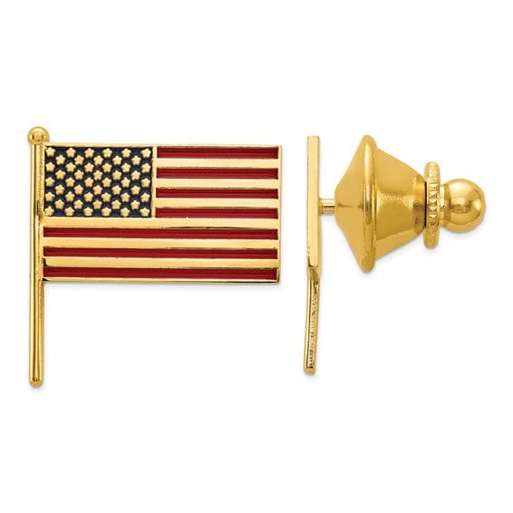 Lovely Rita's Tie Tac 14k Yellow Gold Solid U.S.A Flag Tie Tac.