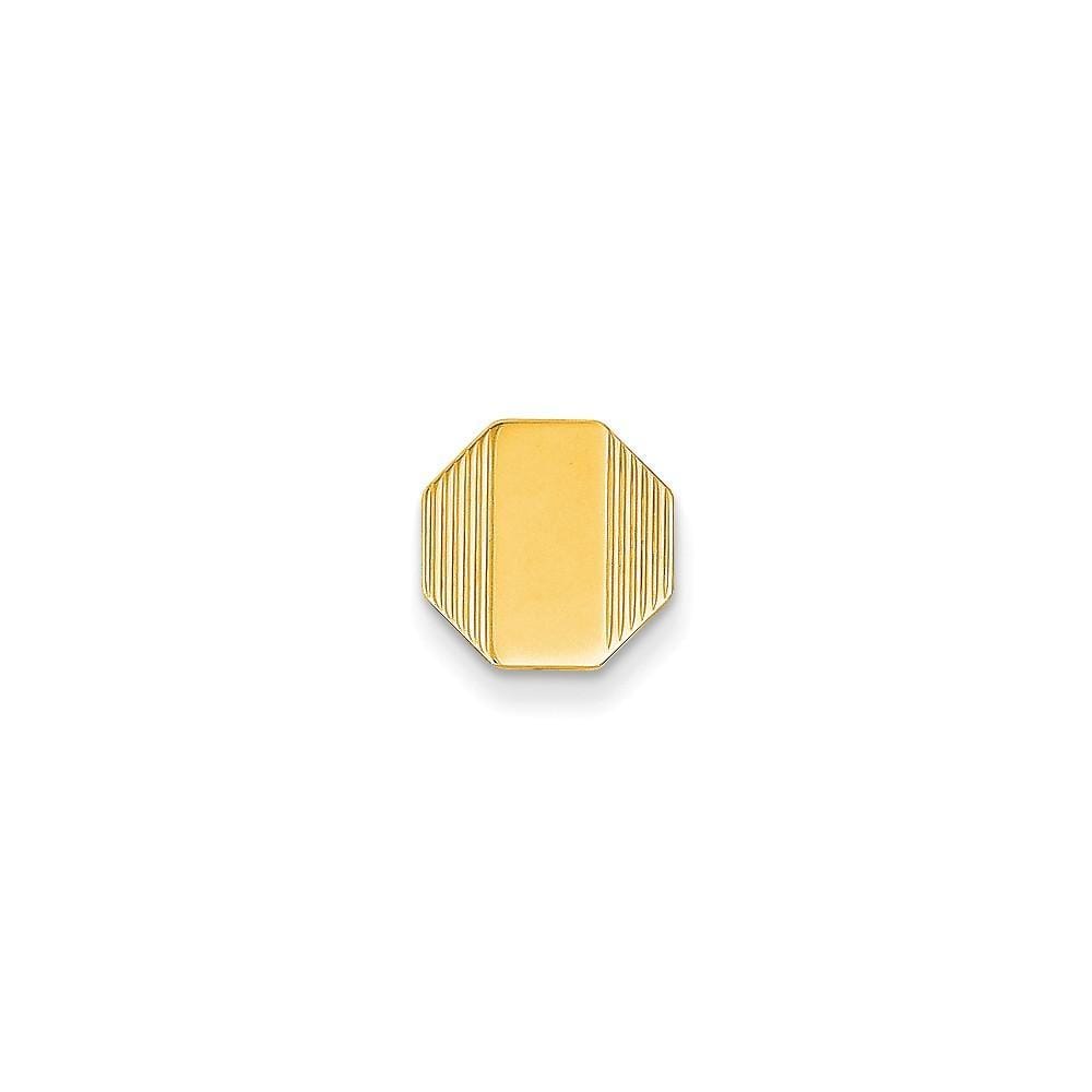 Lovely Rita's Tie Tac Contemporary Style Engraving - $20 14k Yellow Gold Solid Octagon Design Tie Tac