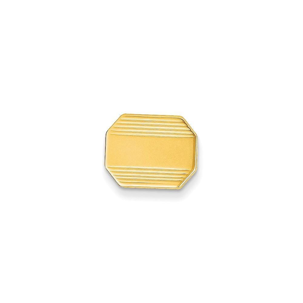 Lovely Rita's Tie Tac Contemporary Style Engraving - $20 14k Yellow Gold Solid Octagon Rectangle Tie Tac.