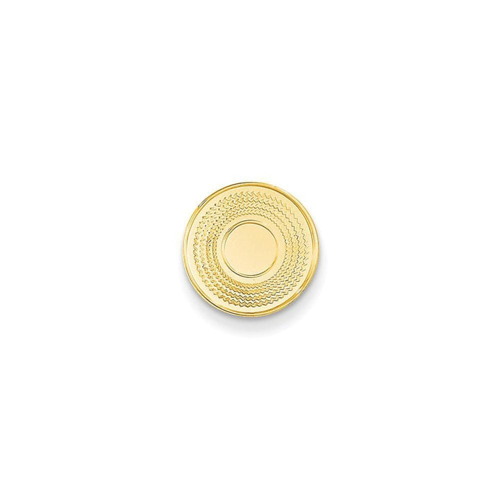 Lovely Rita's Tie Tac Contemporary Style Engraving - $20 14k Yellow Gold Solid Round Design Tie Tac.