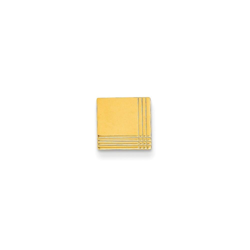 Lovely Rita's Tie Tac Contemporary Style Engraving - $20 14k Yellow Gold Solid Square Design Tie Tac