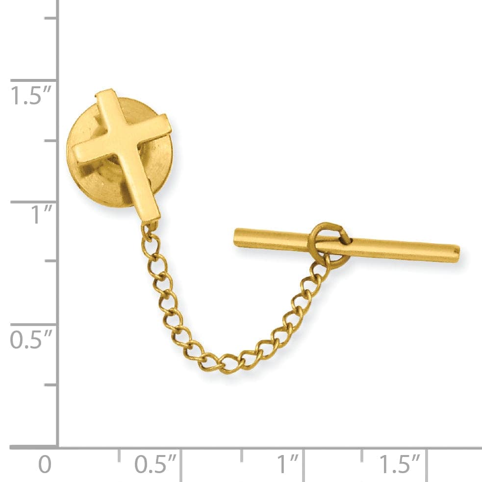 Kelly Waters Tie Tac Gold Plated Small Plain Cross Tie Tac