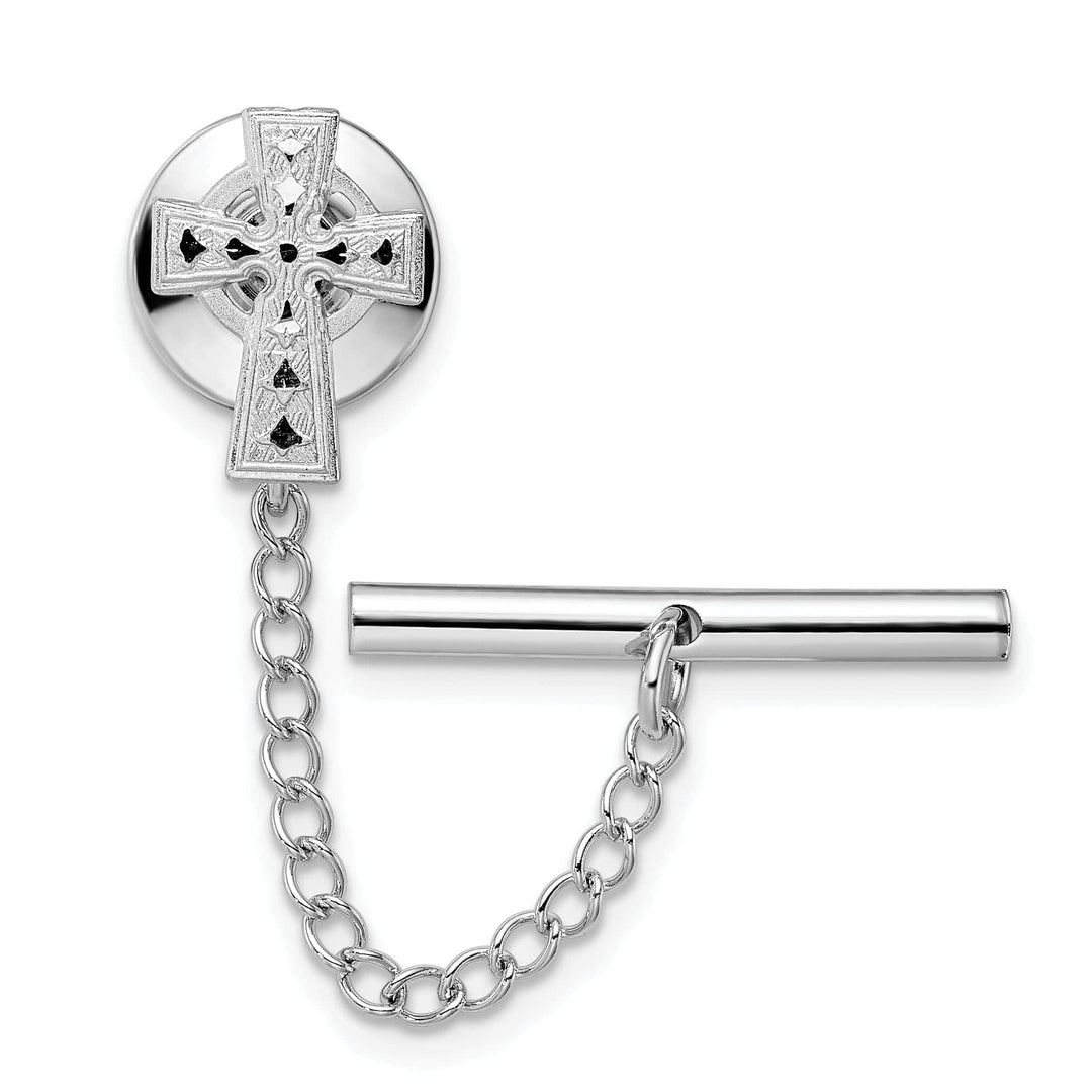 Kelly Waters Tie Tac Rhodium Plated Celtic Cross Tie Tac