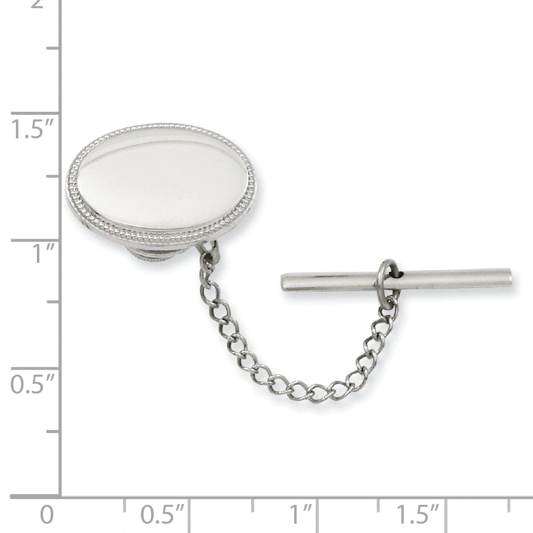 Kelly Waters Tie Tac Rhodium Plated Oval Beaded Tie Tac