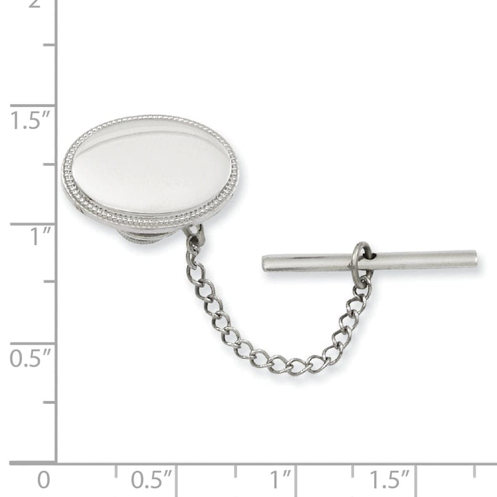 Kelly Waters Tie Tac Rhodium Plated Oval Beaded Tie Tac