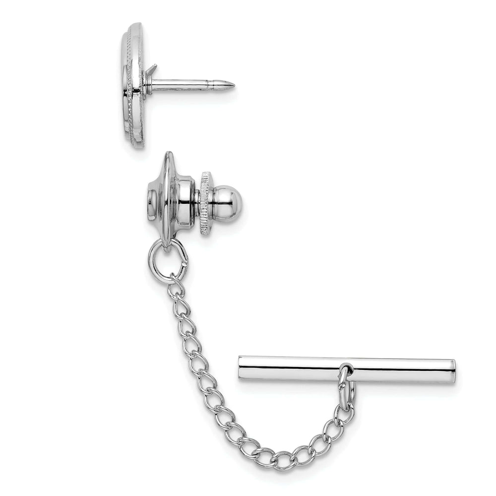 Kelly Waters Tie Tac Rhodium Plated Oval Beaded Tie Tac