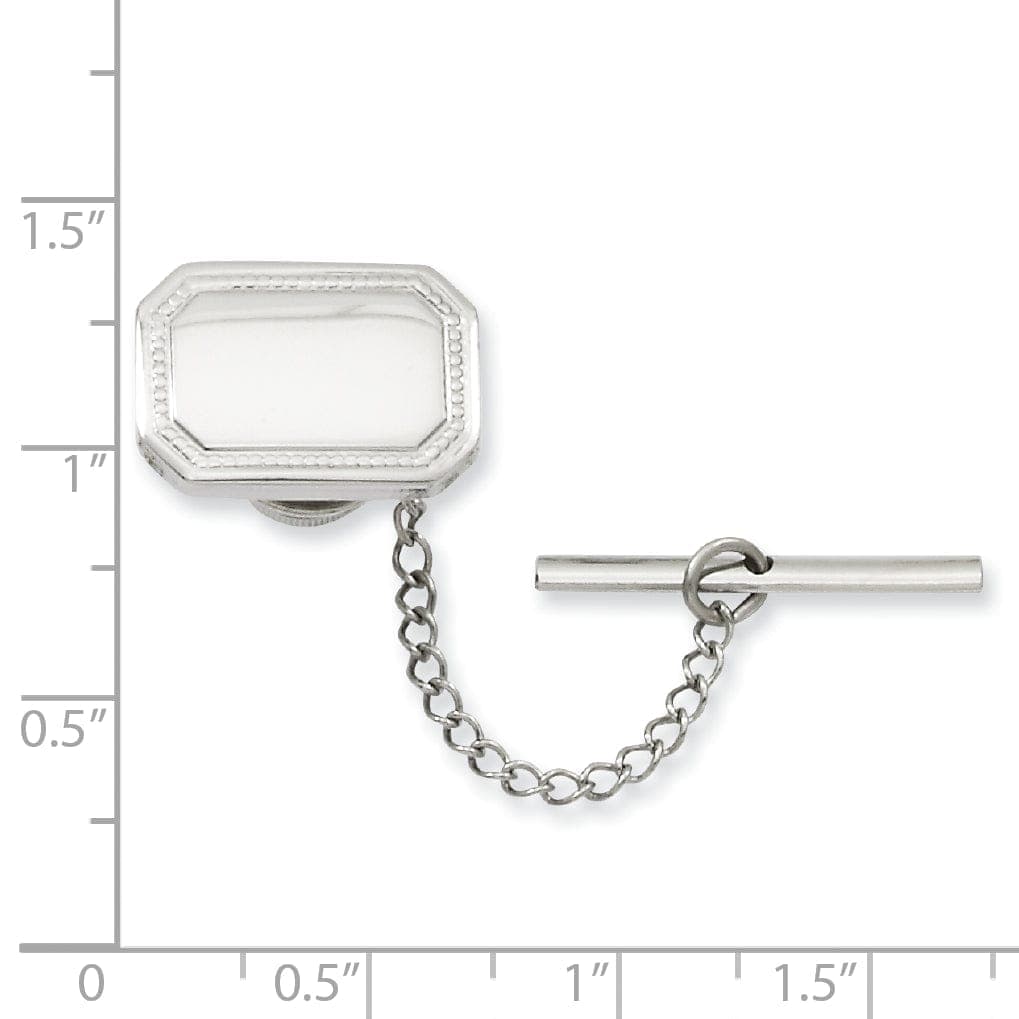 Kelly Waters Tie Tac Rhodium Plated Polished Rectangle Tie Tac