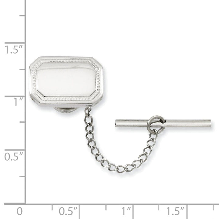 Kelly Waters Tie Tac Rhodium Plated Polished Rectangle Tie Tac