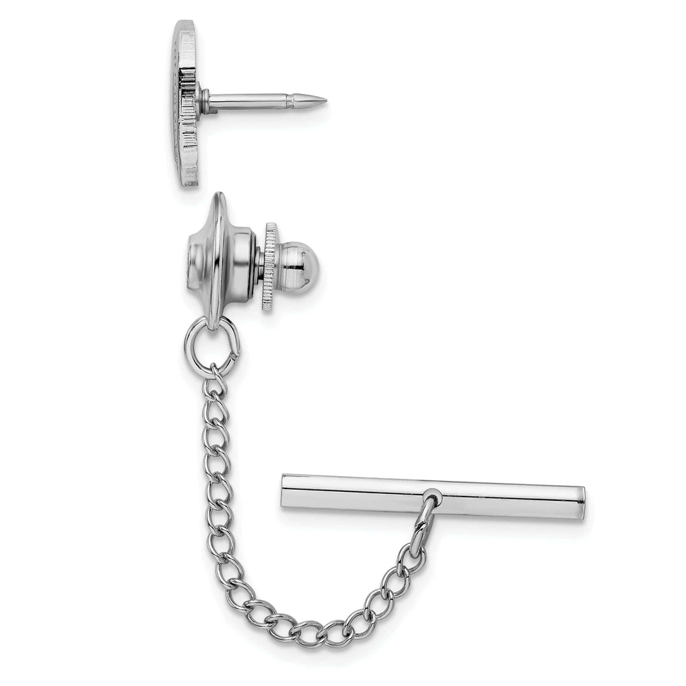 Kelly Waters Tie Tac Rhodium Plated Polished Rectangle Tie Tac