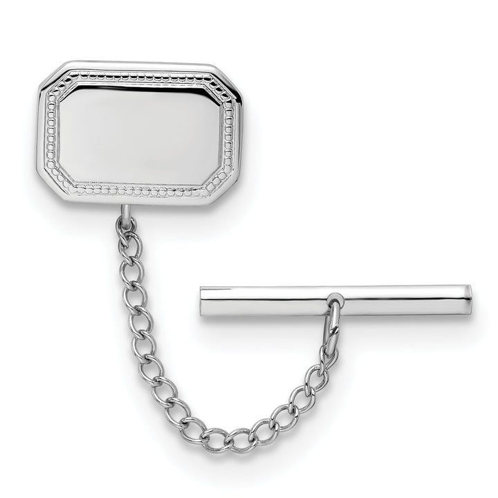 Kelly Waters Tie Tac Rhodium Plated Polished Rectangle Tie Tac