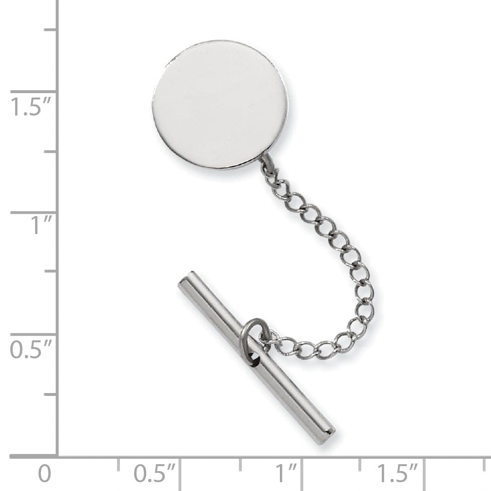 Jere Collection Tie Tac Rhodium Plated Round Polished Tie Tac