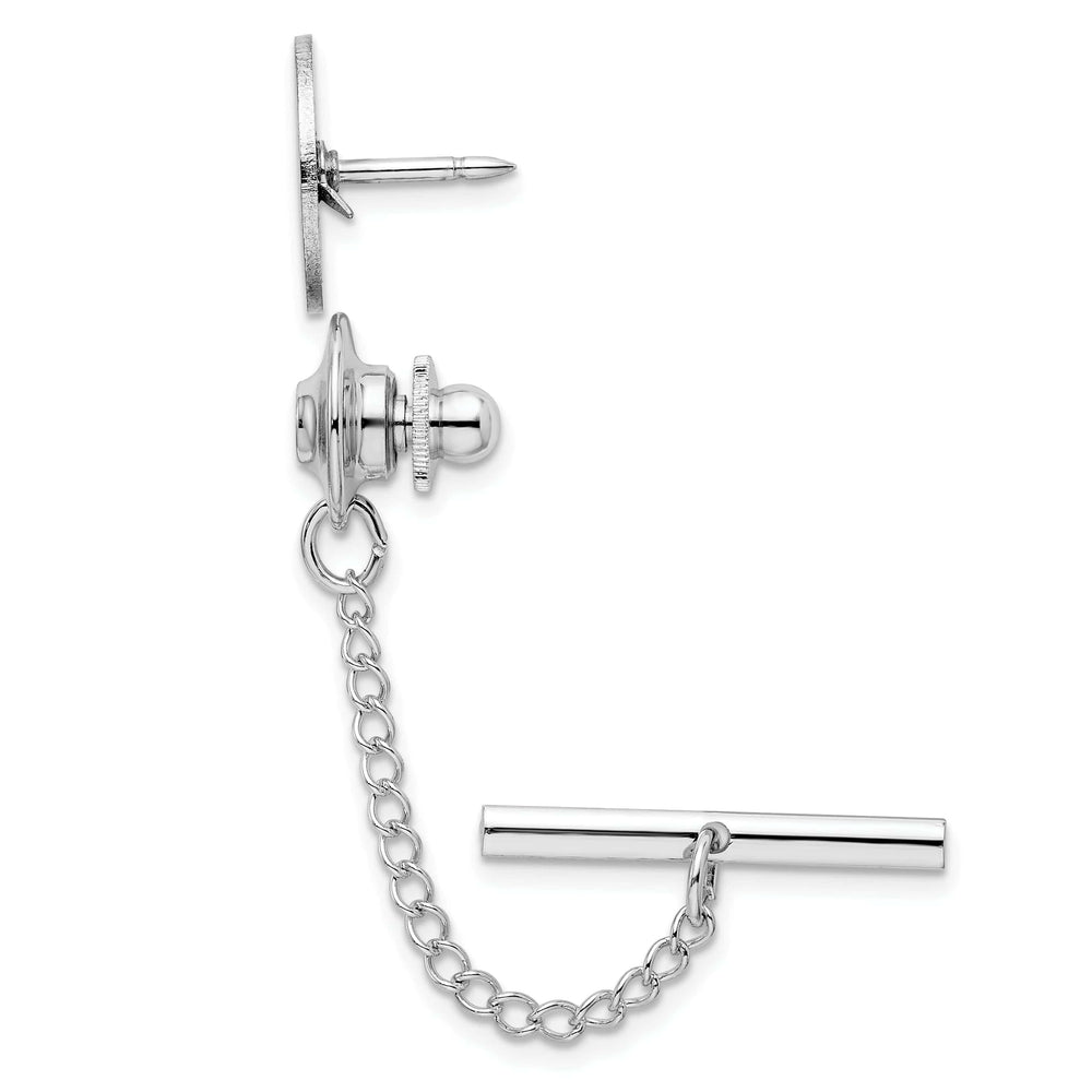 Jere Collection Tie Tac Rhodium Plated Round Polished Tie Tac