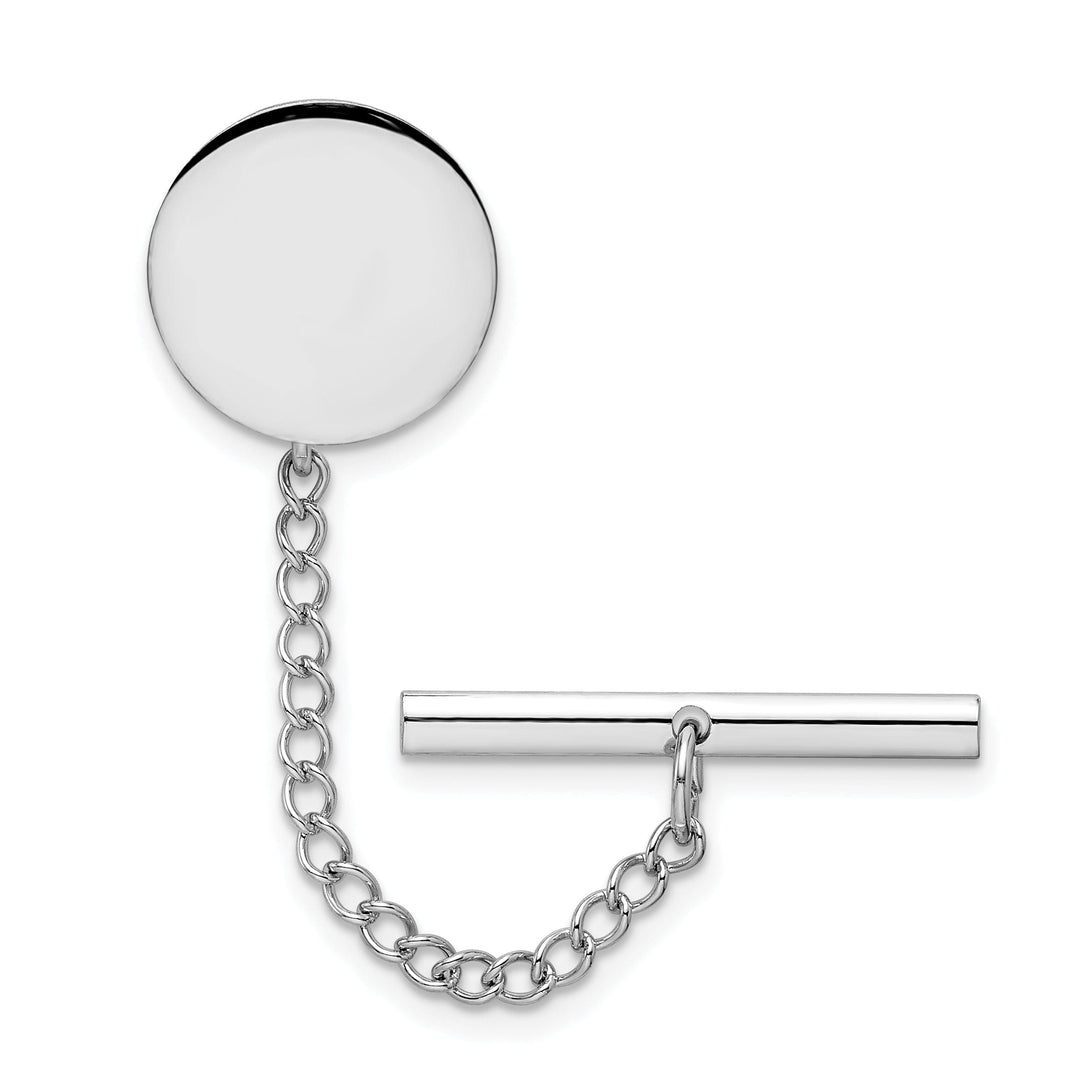 Jere Collection Tie Tac Rhodium Plated Round Polished Tie Tac