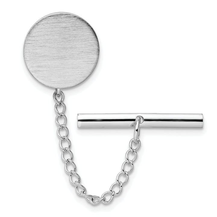 Jere Collection Tie Tac Rhodium Plated Round Satin Tie Tac