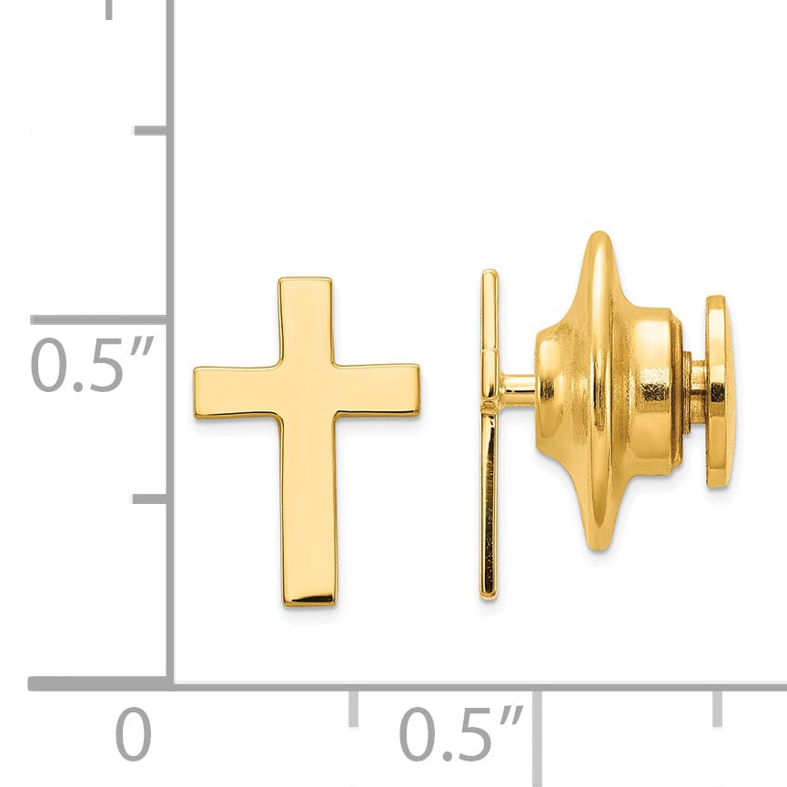 Lovely Rita's Tie Tac Solid 14k Yellow Gold Cross Polished Tie Tac