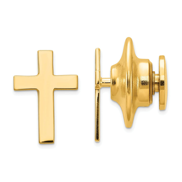 Lovely Rita's Tie Tac Solid 14k Yellow Gold Cross Polished Tie Tac