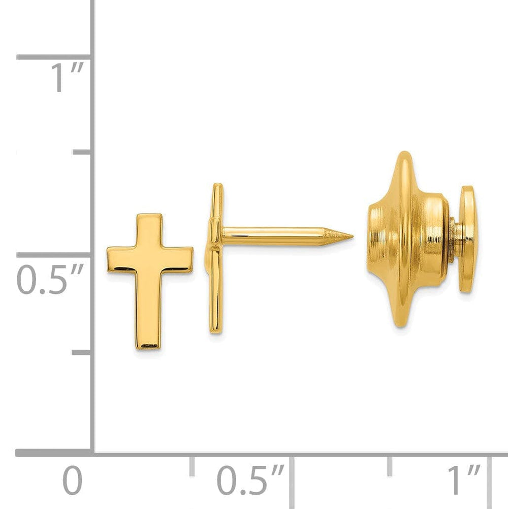 Lovely Rita's Tie Tac Solid 14k Yellow Gold Cross Polished Tie Tac