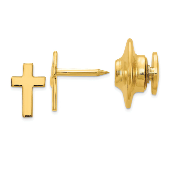 Lovely Rita's Tie Tac Solid 14k Yellow Gold Cross Polished Tie Tac