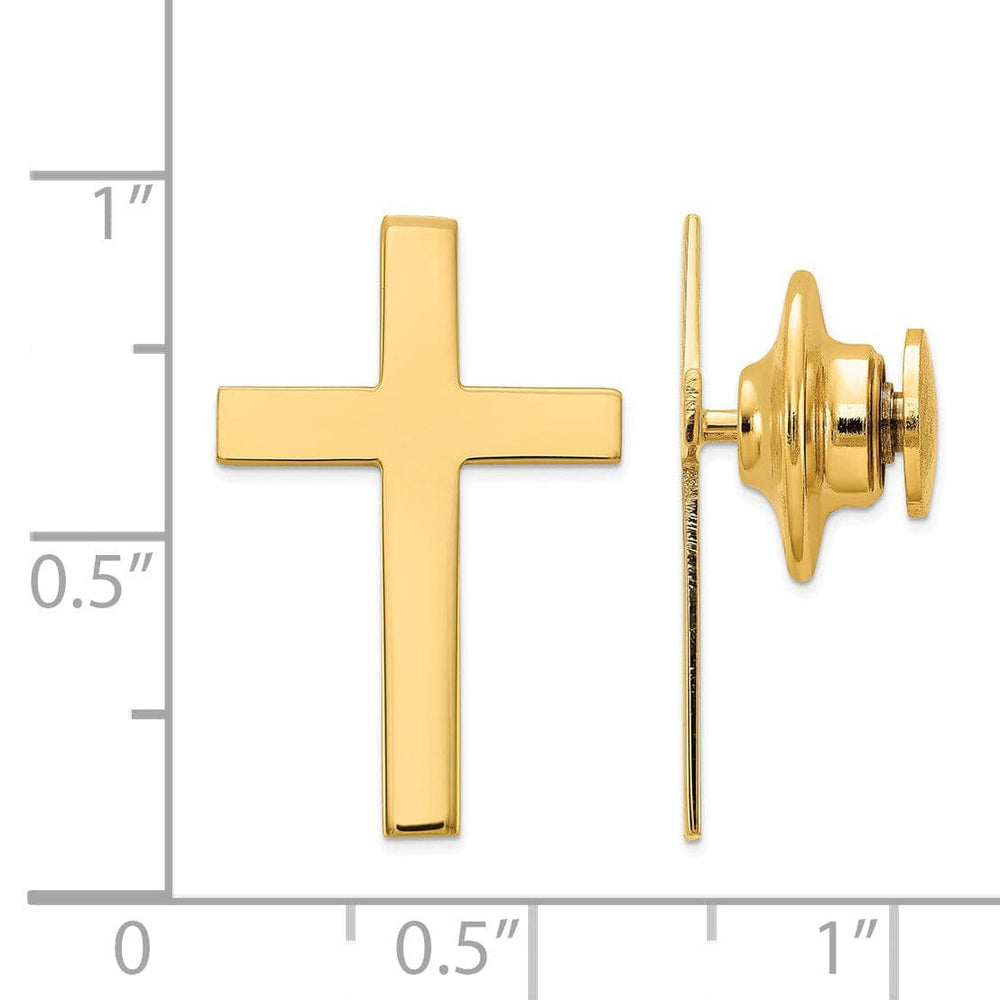 Lovely Rita's Tie Tac Solid 14k Yellow Gold Cross Polished Tie Tac