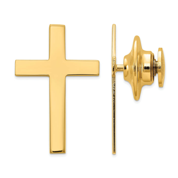 Lovely Rita's Tie Tac Solid 14k Yellow Gold Cross Polished Tie Tac