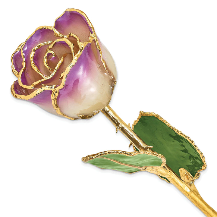 Lovely Rita's Trimmed Rose 24k Gold Plated Trim Amethyst Rose